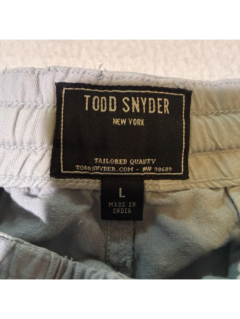Todd Snyder Shorts Men's Large L Pale Light Blue Elastic Drawstring Linen Summer